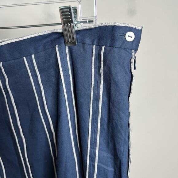 Acorns Skirt Womens 14 Navy Blue White Stripe Panel Flare Hem Modest Retro Boho - Picture 11 of 11